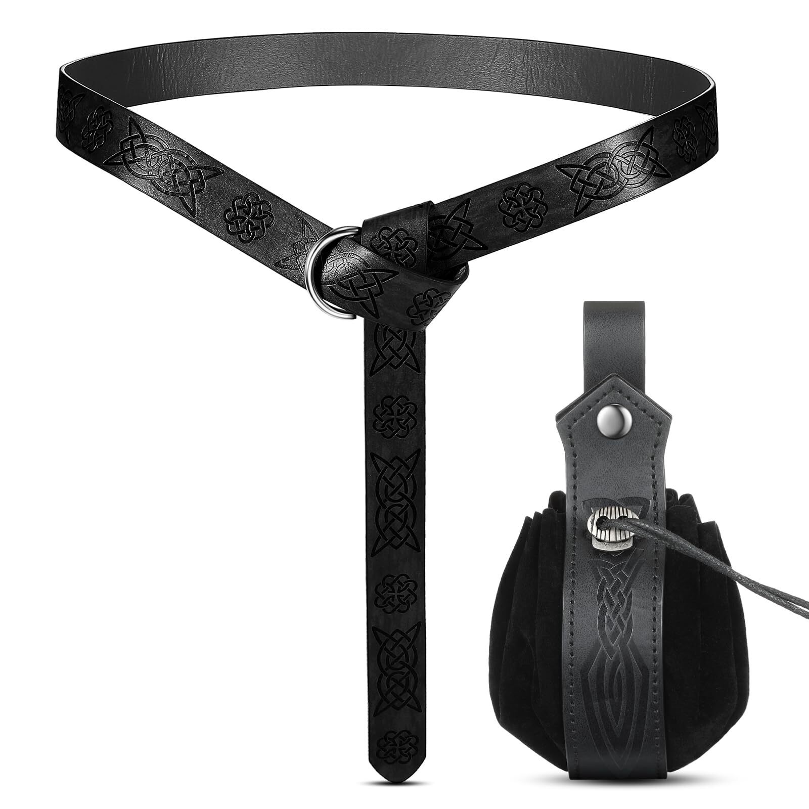 4493 2 Pcs Medieval Viking Belt Renaissance Pouch Medieval